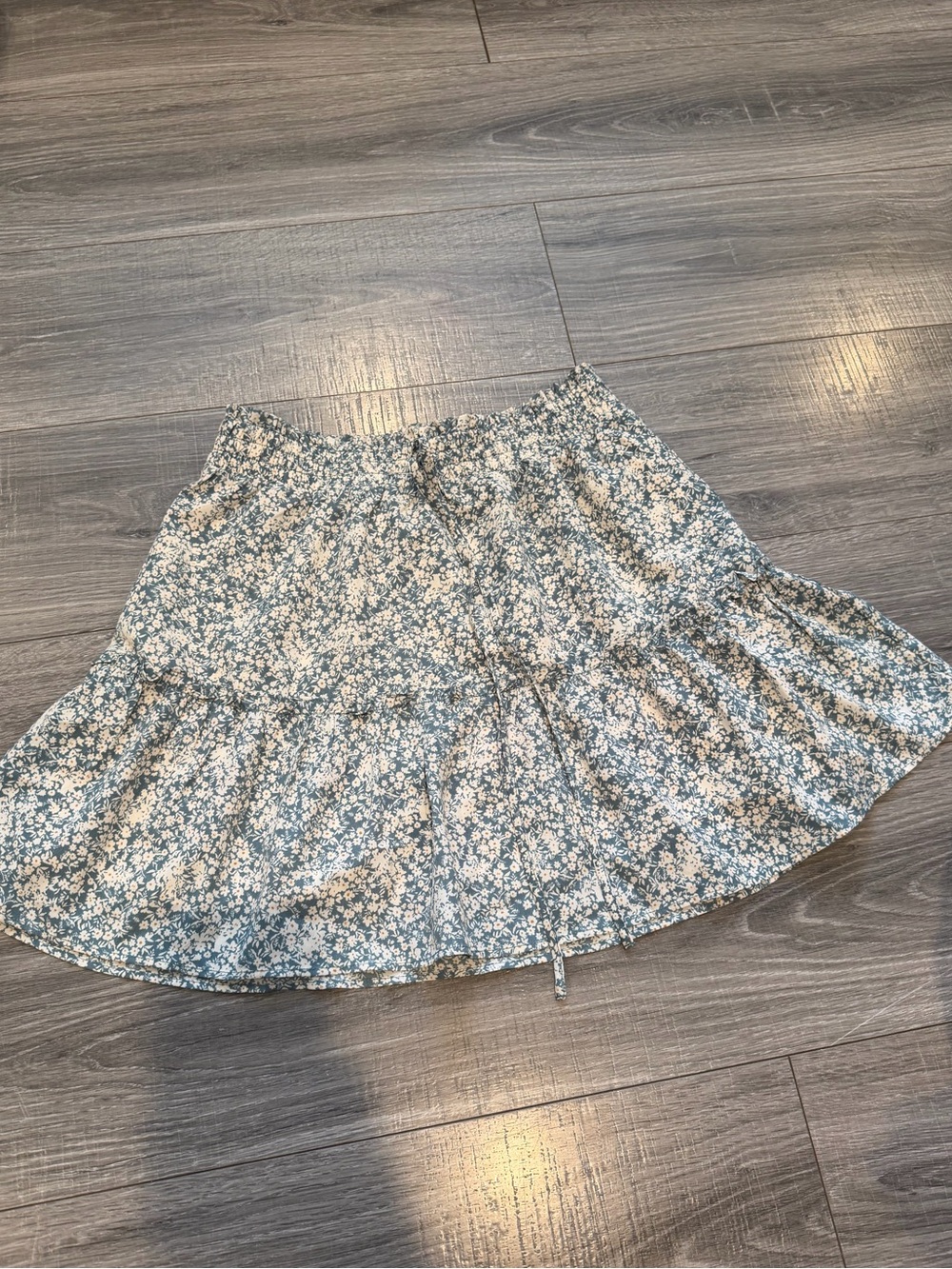 Paper Crane Blue Floral Tiered Skater Skirt